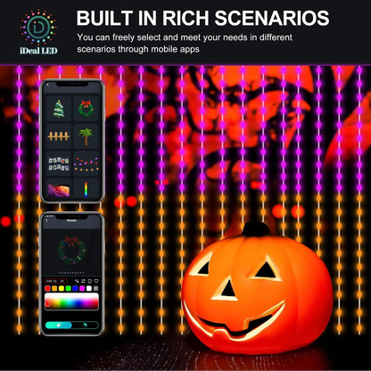 HXWEIYE 300LED Unlimited RGB Colors Changing Curtain Lights with Remote & APP Control, Smart