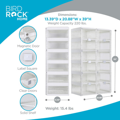 BIRDROCK HOME Foldable Shoe Rack Organizer for Closet Floor | 6-Tier Freestanding Storage Cabinet