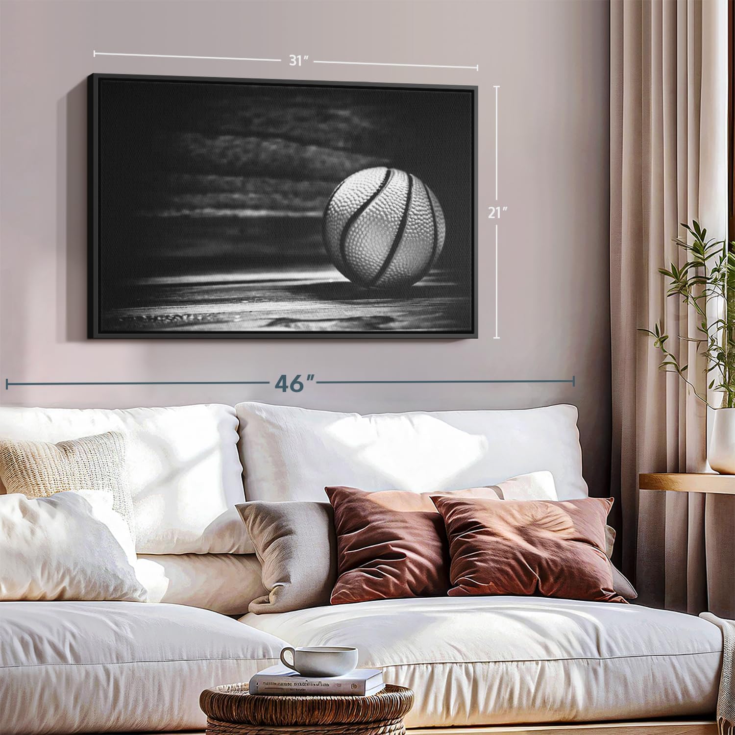 ElephantStock Basketball Wall Art - Horizontal Framed Canvas - 1-Piece Hallway Wall Decor