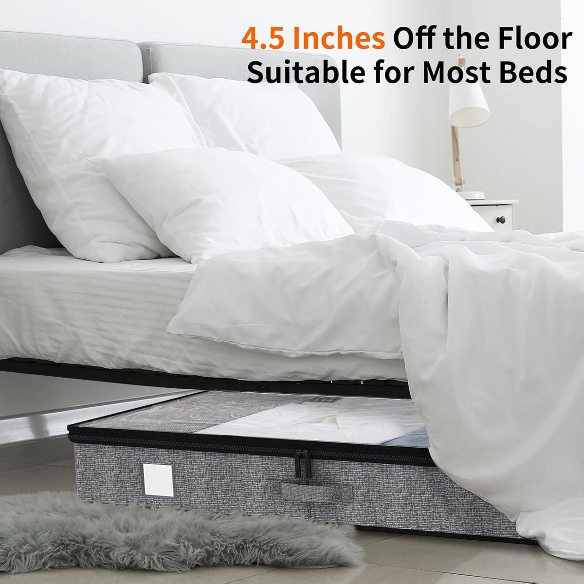 Fixwal 4 Pack Underbed Storage Containers, Below 4.5 Inches Low Profile Under Bed Organizer Clothes