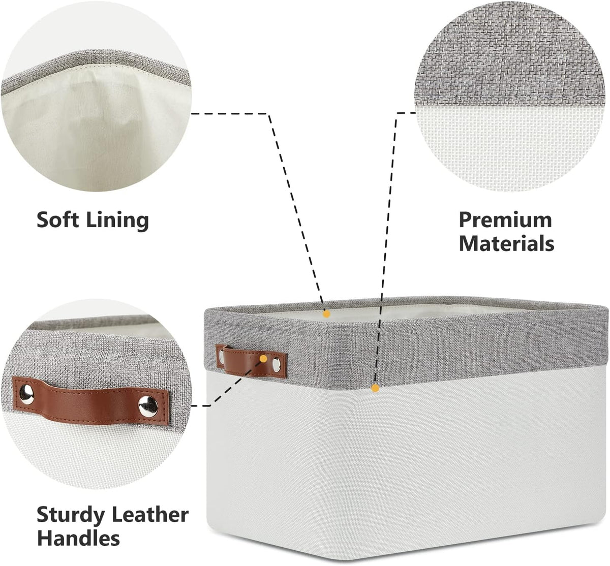 DULLEMELO Storage Baskets for Organizing, Shelves,Bedroom, Decorative Storage Bins with Leather