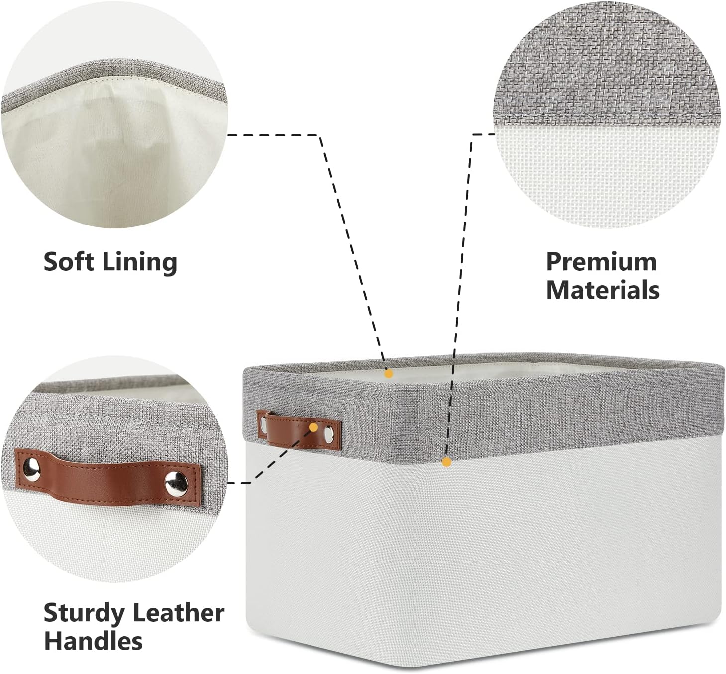DULLEMELO Storage Baskets for Organizing, Shelves,Bedroom, Decorative Storage Bins with Leather