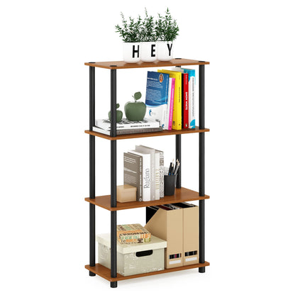 Furinno Turn-N-Tube Storage Shelves, 4-Tier Book Shelf, Corner Shelf, Toolless Open Shelves, for
