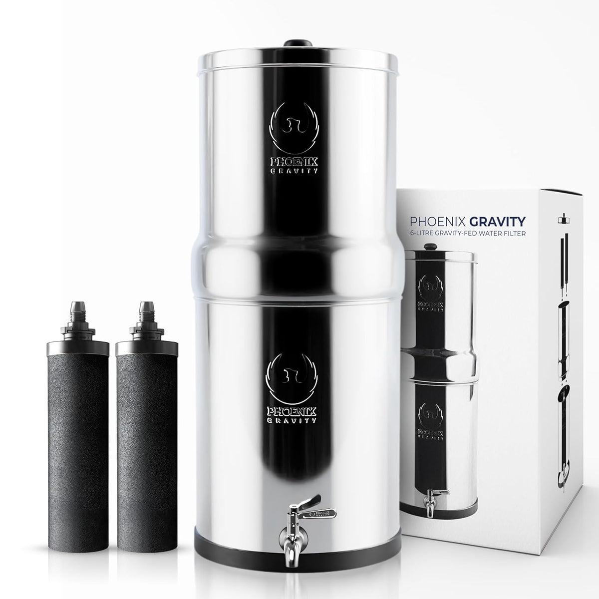 Gravity Water Filter System – 1.5 Gallons NSF Certified AISI 304 Stainless Steel Premium Countertop