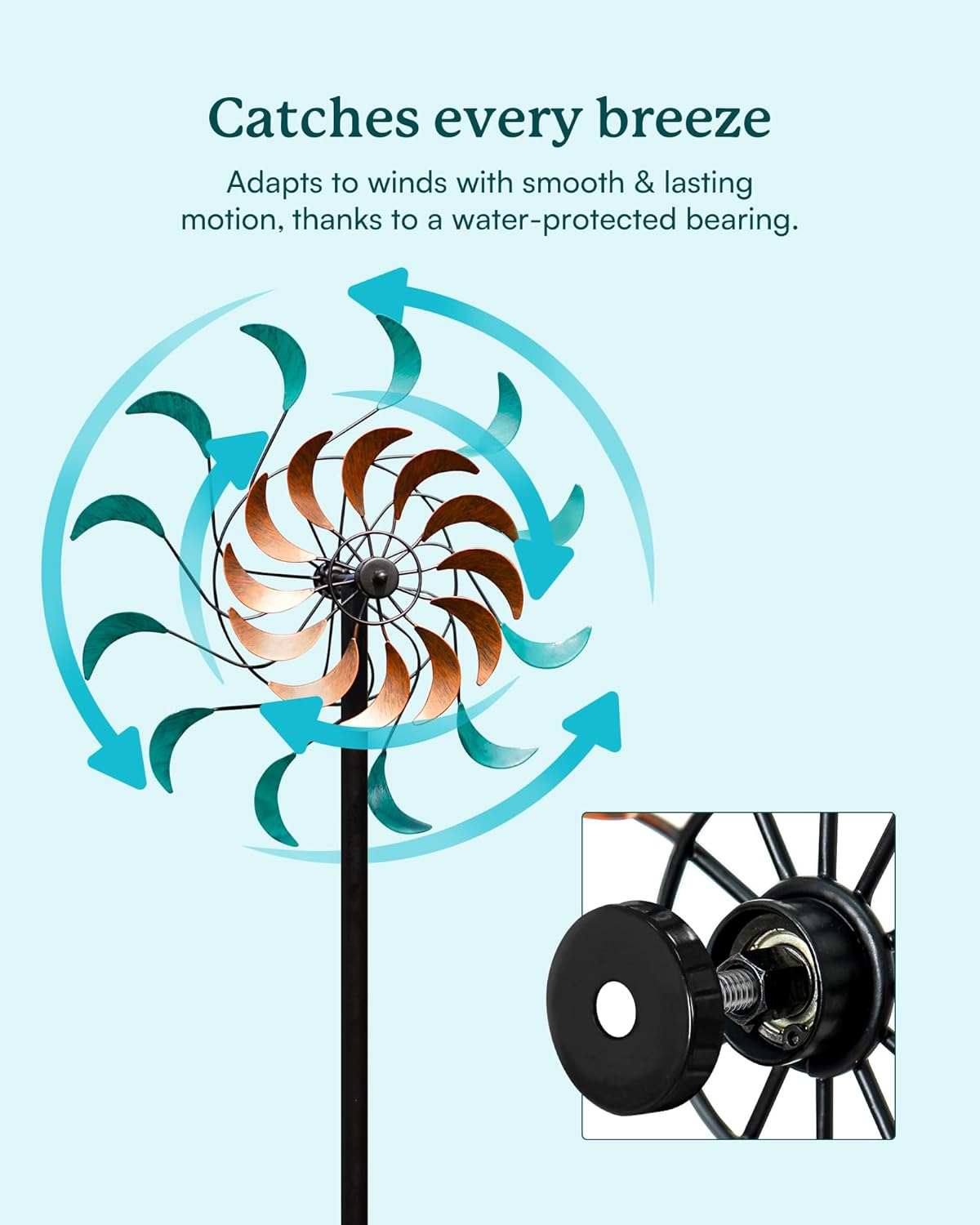 Wind Spinners Outdoor - Metal Windmill for Yard and Garden, Kinetic Wind Sculptures with Stake