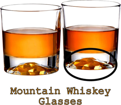 Whiskey Decanter Glasses Gift Set - 4 Whiskey Glasses - Airtight Stopper for Wine, Bourbon, Brandy