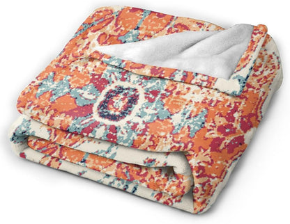 HGOD DESIGNS Carpet Pattern Throw Blanket Boho Style Ethnic Design Orange Blue Soft Blankets and