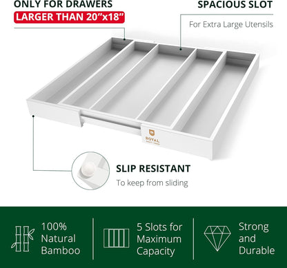 ROYAL CRAFT WOOD Luxury Bamboo Kitchen Drawer Organizer - Silverware Organizer - Utensil Holder and