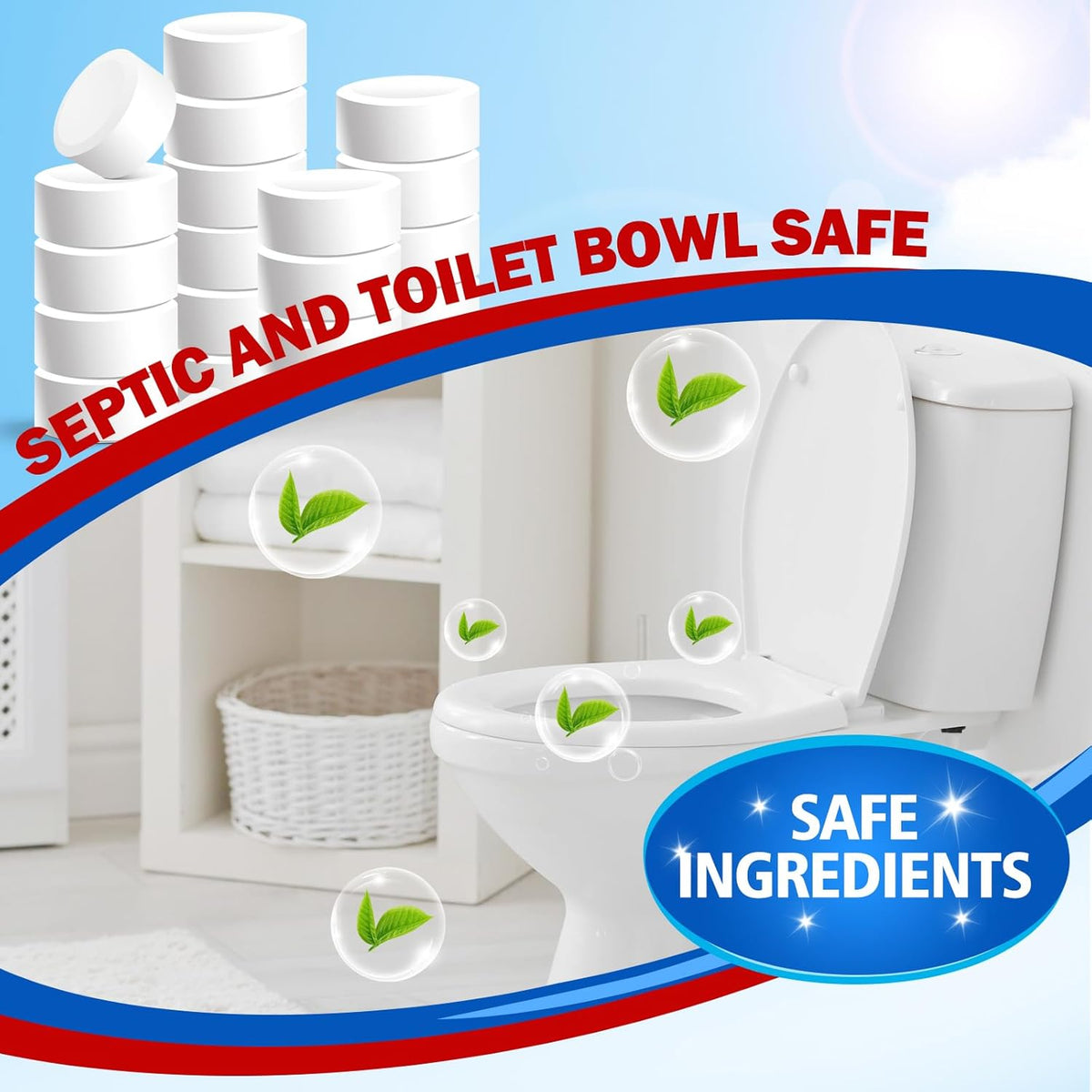 USKICH Toilet Bowl Cleaner 40 PACK, Household Automatic Toilet Bowl Cleaners with Bleach, Bathroom