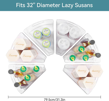 Oubonun Lazy Susan Organizers Set of 6, 12.8’’ x 11.7’’ x 4’’ Plastic Transparent Kitchen Cabinet