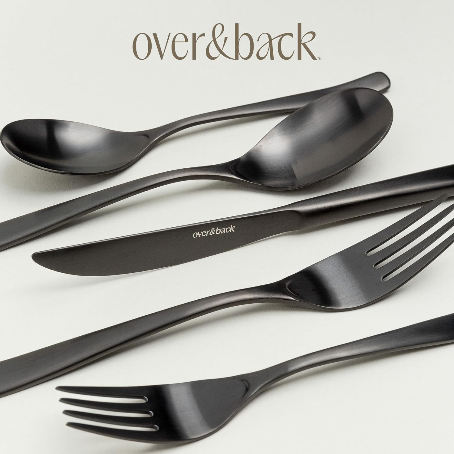 over&back 20pc Curved Flatware Cutlery Set - Comes with 4 Dinner Forks, 4 Salad Forks, 4 Dinner