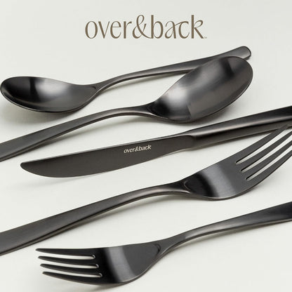 over&back 20pc Curved Flatware Cutlery Set - Comes with 4 Dinner Forks, 4 Salad Forks, 4 Dinner