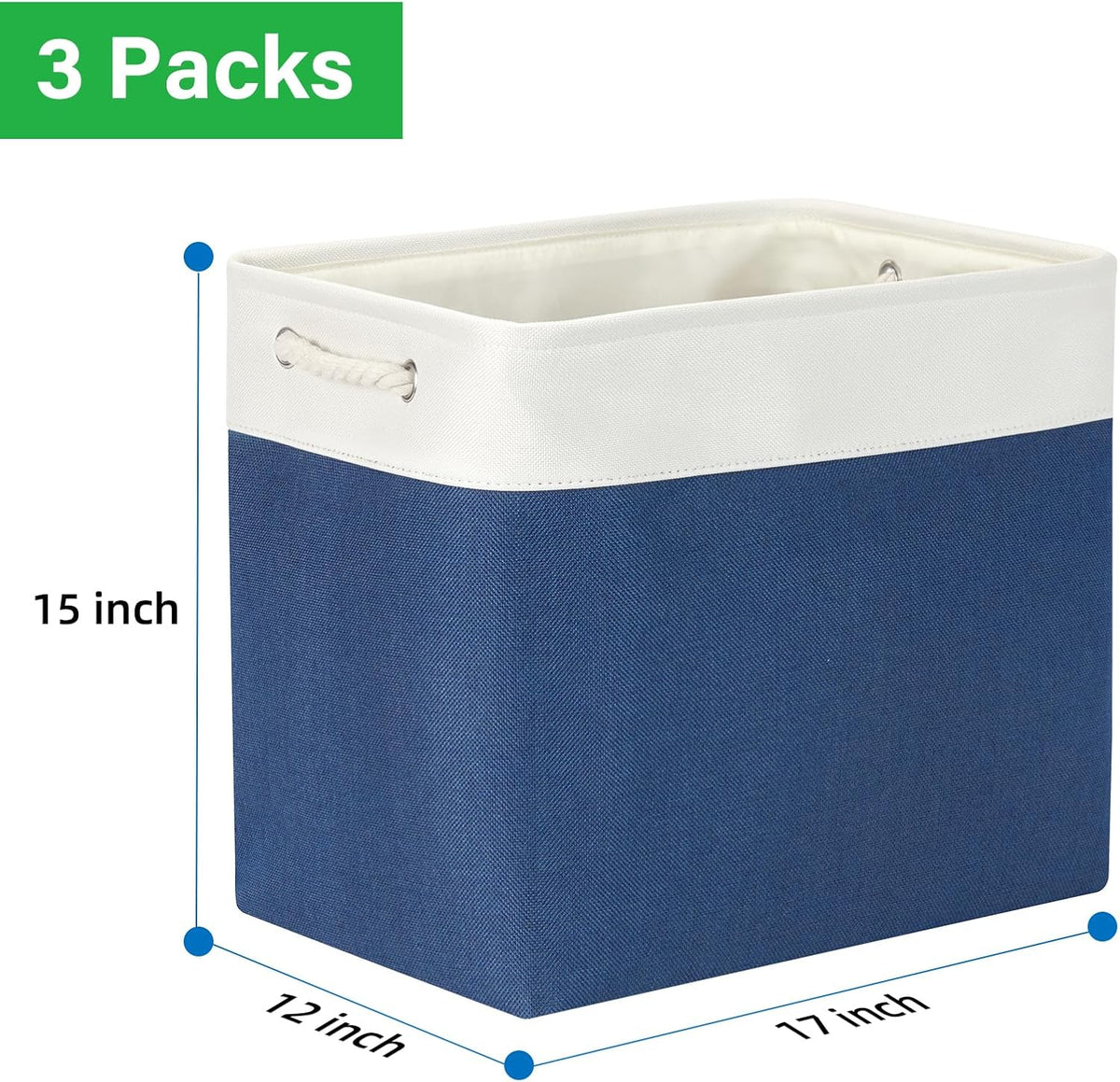 Bidtakay Extra Large Storage Baskets for Shelves 3 Pack Fabric Storage Bins for Organizing Linen