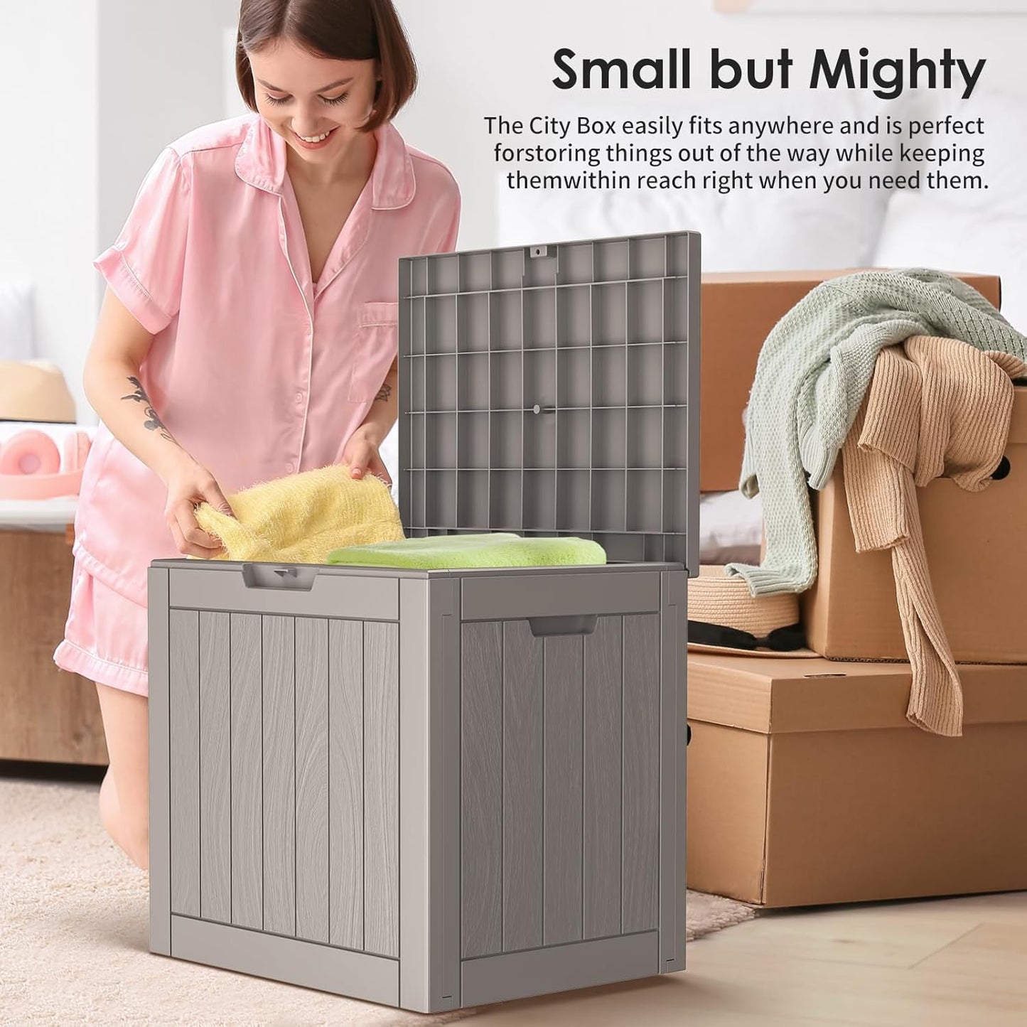 DRATO Deck Boxes, 31 Gallon Outdoor Storage Box for Patio Cushion, Sports Equipment, Garden Tools