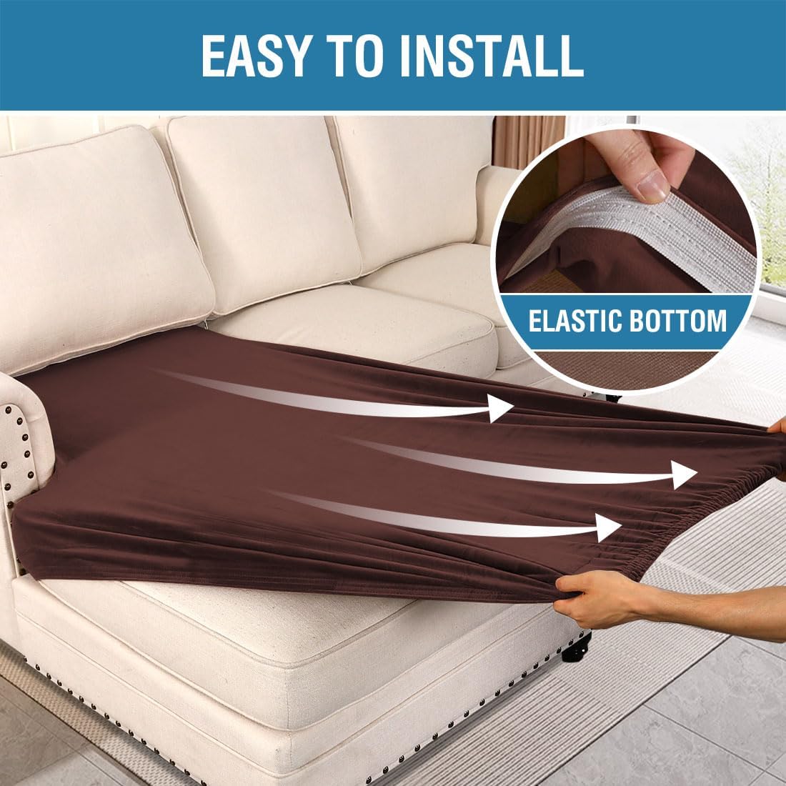 H.VERSAILTEX Velvet Stretch Individual Chaise Cover Sectional Couch Covers for L Shaped Sofa Both