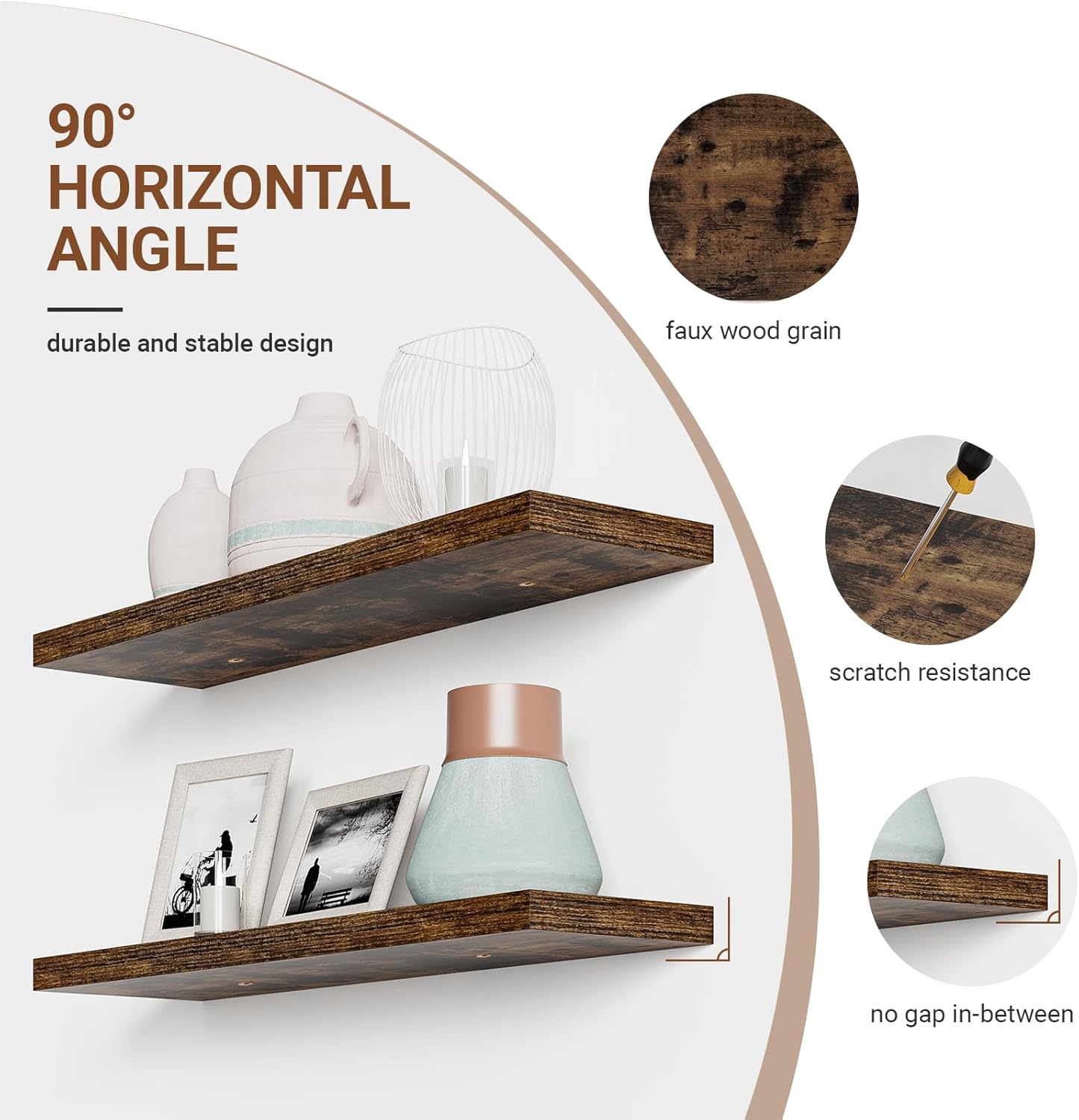 Floating Shelves for Wall 36 Inches Long,9.3" Deep Rustic Brown Floating Shelf Set of 2,Wall