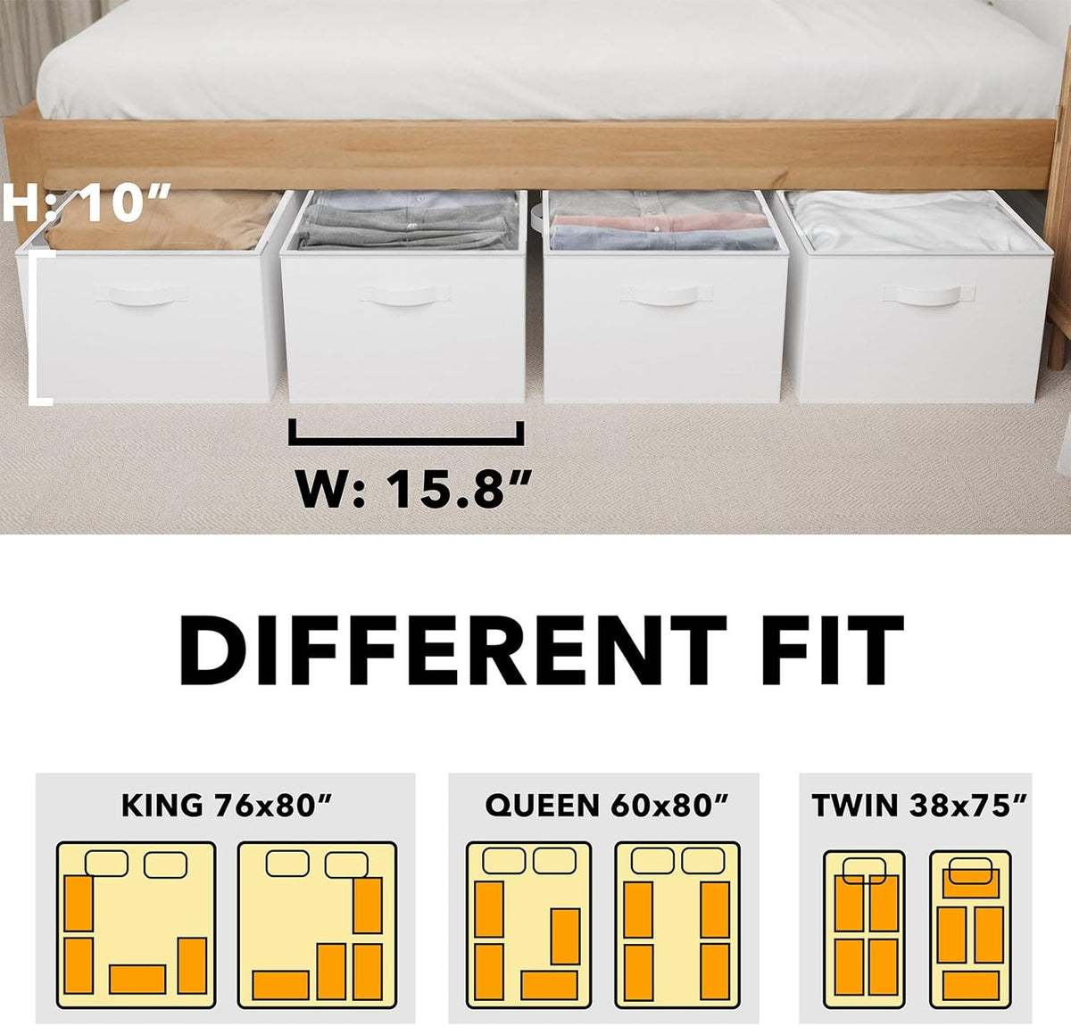 SpaceAid 4 Pack 10" High Under Bed Storage Containers, Large Underbed Storage Organizer Bins with