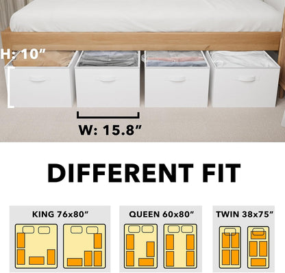 SpaceAid 4 Pack 10" High Under Bed Storage Containers, Large Underbed Storage Organizer Bins with