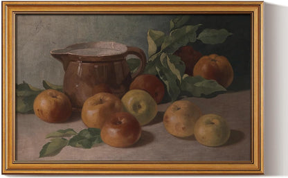 HUARCEY Gold Framed Vintage Wall Art for Living Room, Harvest Apples Still Life Oil Painting