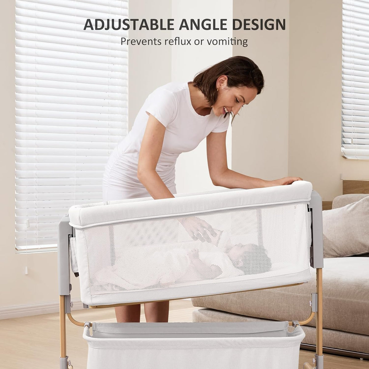 3 in 1 Baby Bassinet, Rocking Bassinet, Bedside Bassinet, 6-Height Adjustable, Bassinet Bedside