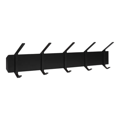 Kate and Laurel Rossmore Farmhouse 5-Hook Wall Hanging Coat Rack, Black, Modern Hanging Rack for