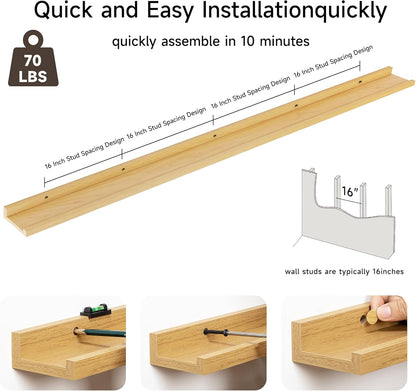 Floating Picture Ledge Shelves for Wall Set of 2, 84 Inches Picture Ledge Shelf with Long Large