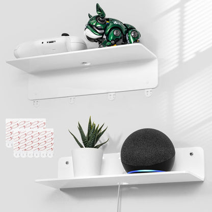 OAPRIRE White Acrylic Floating Shelves Set of 2 - Damage Free Expand Wall Space - 12 Inch Wall