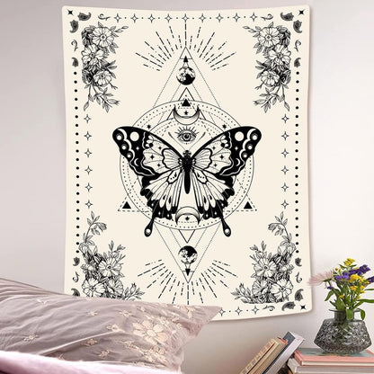 Lunerfex Boho Butterfly Tapestry Small Tapestry Tarot Tapestries Moon Phase Aesthetic Tapestries