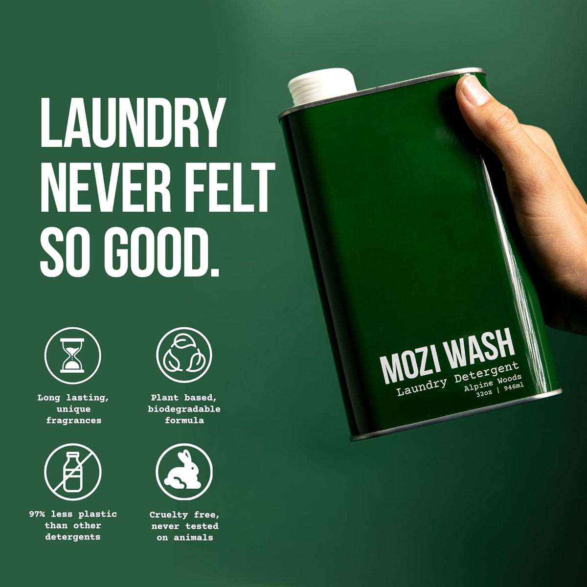 Laundry Detergent Liquid, Alpine Woods- Sandalwood, Pine & Patchouli, 50+ Loads, Concentrated, Non