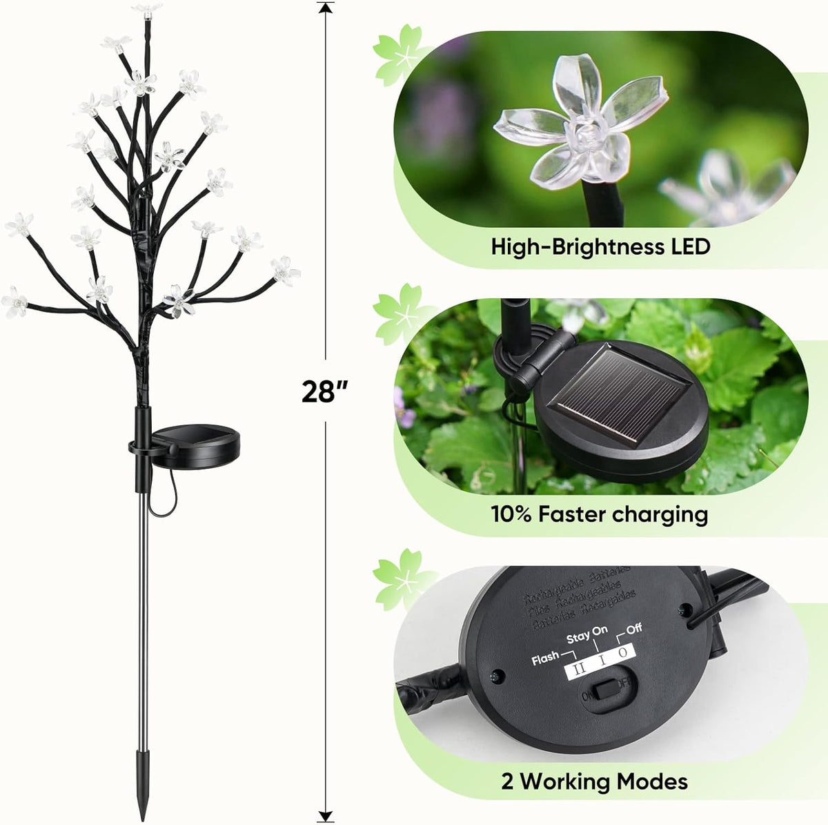 Solar Garden Lights Outdoor,Waterproof Outdoor Solar Lights for Outside Decorative 8Pack, 160Led