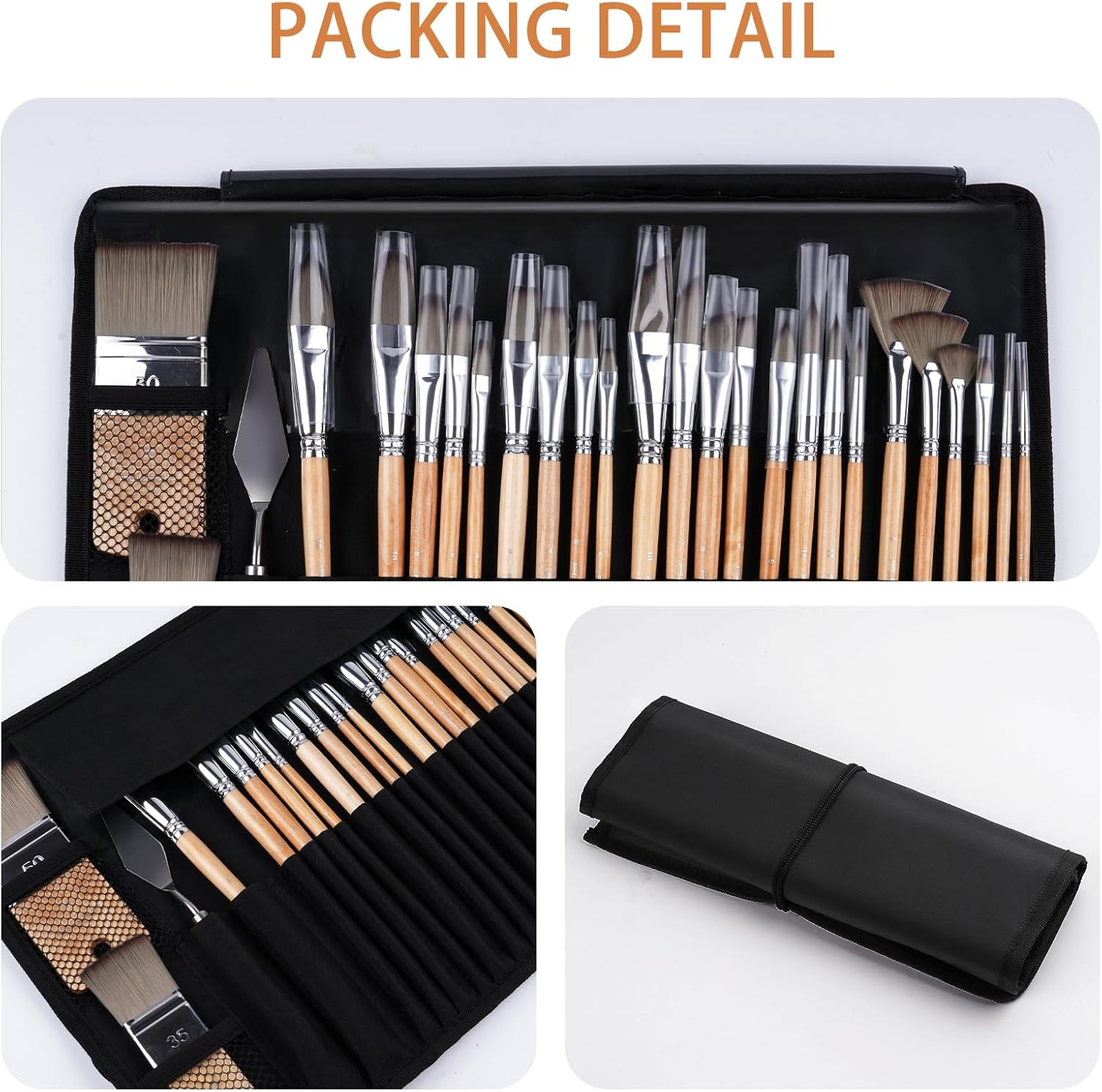 Fuumuui 26pcs Paint Brushes, Professional Acrylic Paint Brush Set Artists Complete Range of Sizes