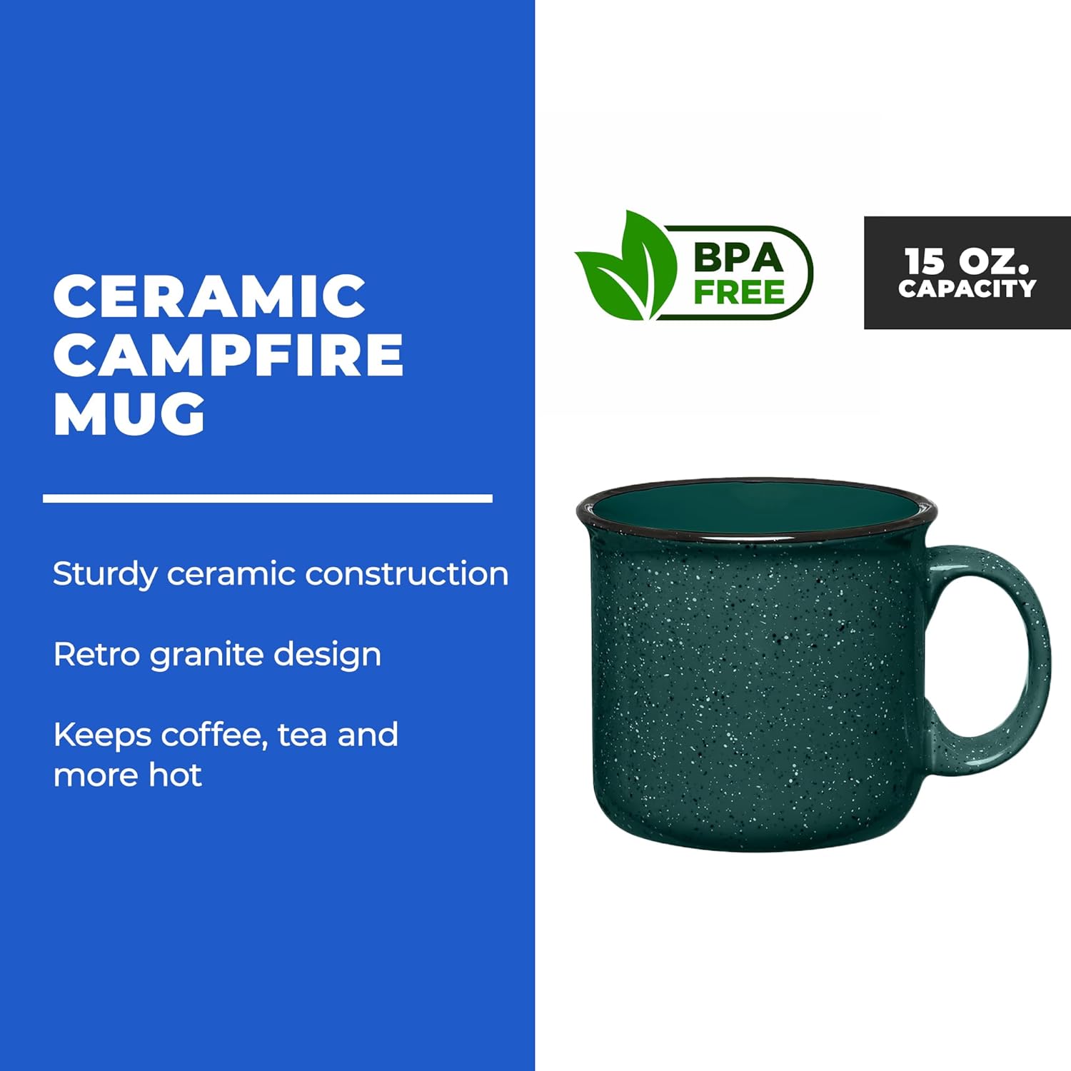 Set of 16 Ceramic Campfire Mugs – 15 Oz, Yellow – Coffee & Tea Cups for Home, Work, Travel, Camping