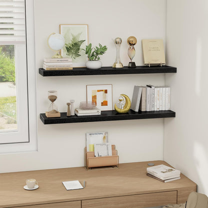 Black Floating Shelves Wall Shelf 40 Inch, 8 Inch Deep Floating Shelf for Wall, Farmhouse Black