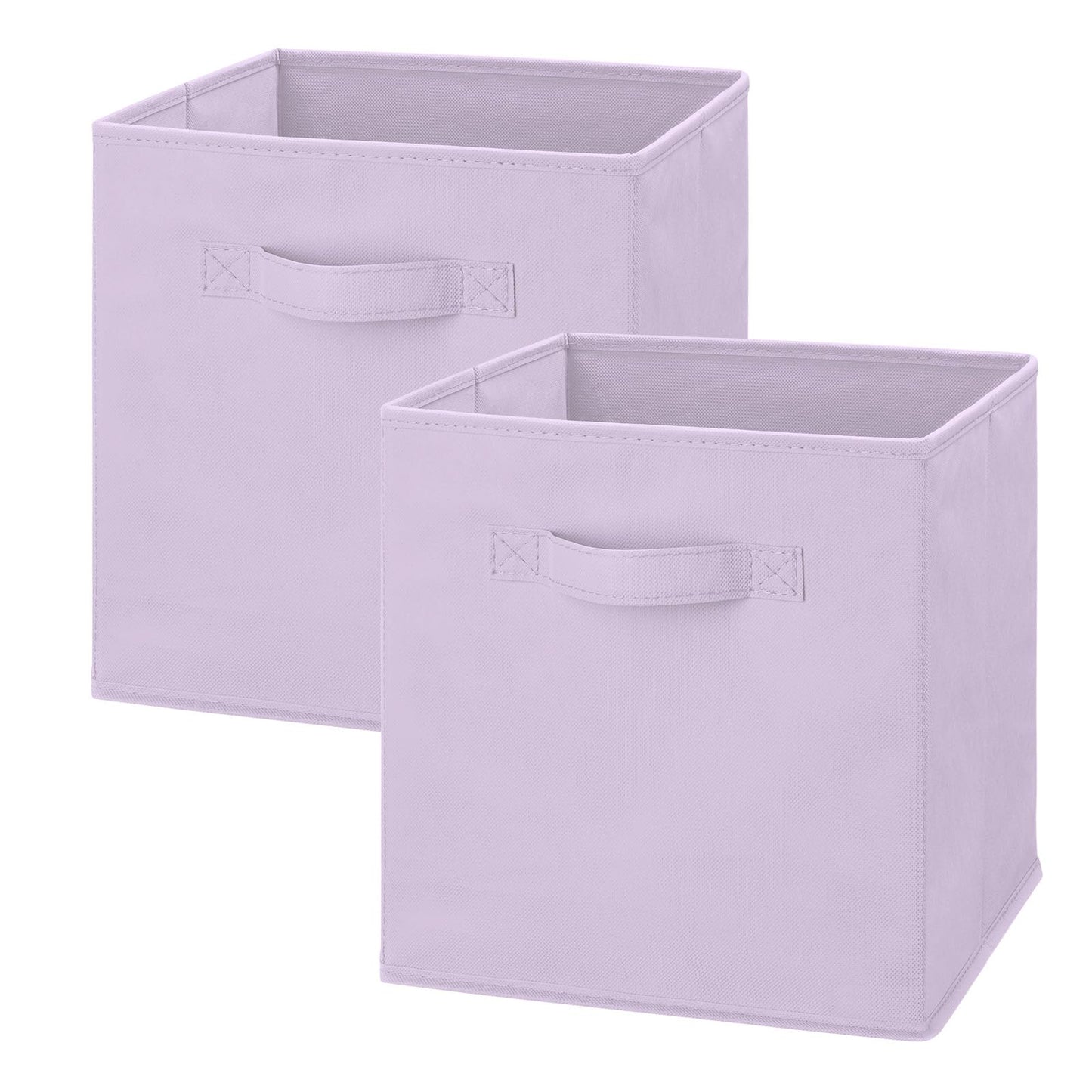 Whitmor Fabric Storage Cubes 2 Pack, Light Lavender Closet Organizer Bins with Handles, 10.5 x 10.5