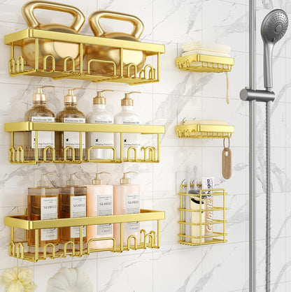 Veken Adhesive Shower Caddy 6-Pack,Gifts for Women Mom,Heavy Weight Bearing,Large Wall Mounted