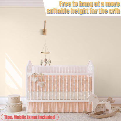 Crib Mobile Wooden Arm, Wall Mounted Suitable for All Cribs 100% Natural Larch Hanger Nusery Decor