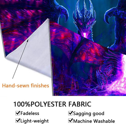 ADDWel Blacklight Dragon Tapestry, Cool Evil-Dragon Tapestry Glow In The Dark, UV Reactive Black