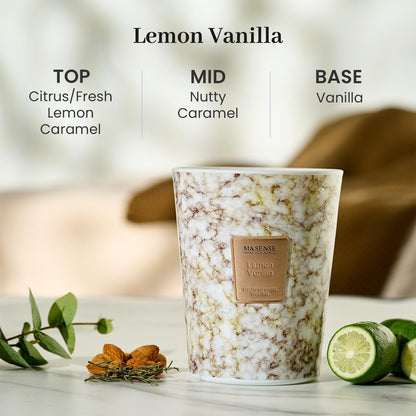 M&SENSE Sugared Lemon Zest Scented Candles for Home, 3-Wick Highly Scented Jar Candles, Extra Large