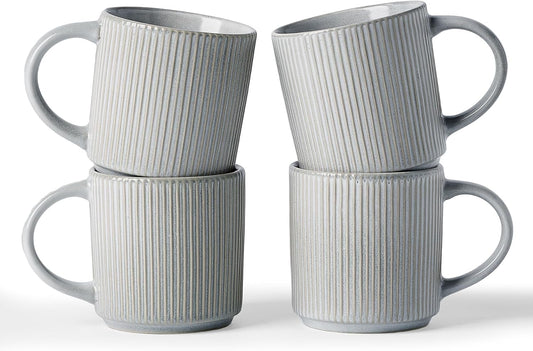 famiware Coffee Mug Set for 4, Star 12 oz Catering Mugs Cup Set with Handle for Coffee, Tea, Cocoa