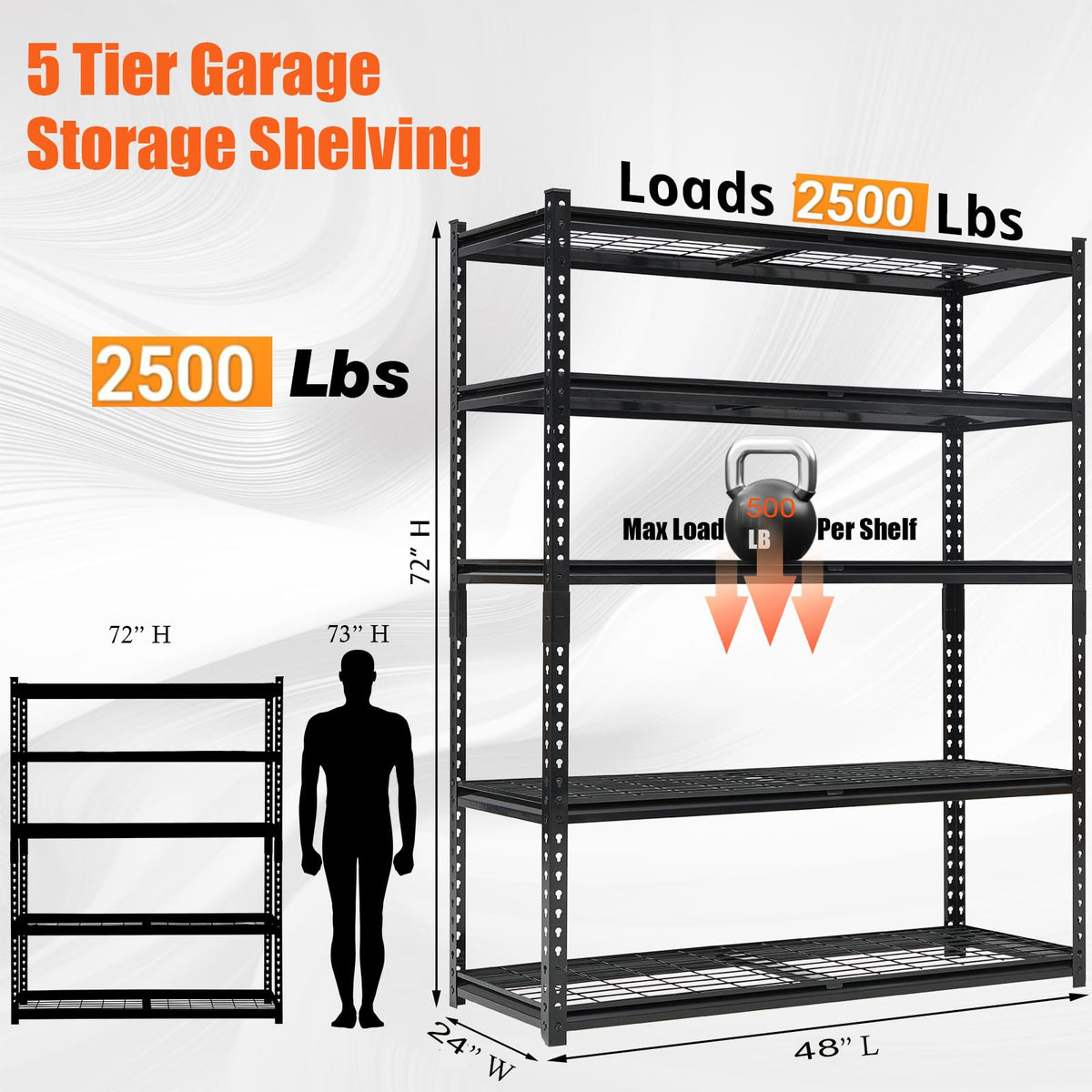 EliteEdge Heavy Duty Garage Shelving Units,5-Tier Adjustable Storage Shelf