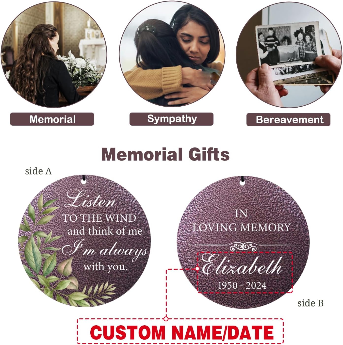 ASTARIN 36" Large Deep Tone Personalized Sympathy Wind Chimes, Memorial Wind Chime for Loss of