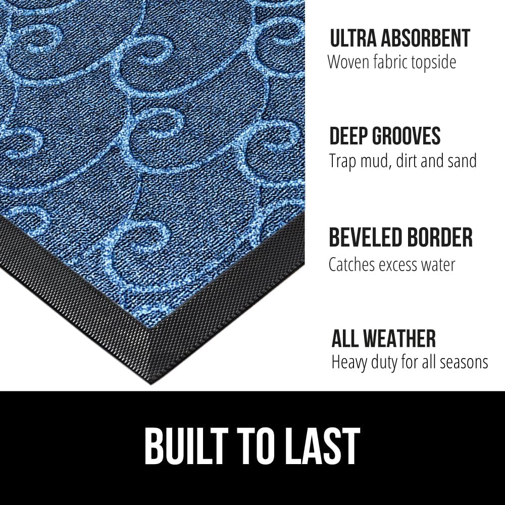 GORILLA GRIP 100% Waterproof All-Season WeatherMax Doormat 35x23, US Designed Natural Rubber, Stain