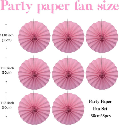 Pink Party Decorations,Pink Paper Decorations for Party,Baby Shower Decorations Party Paper Fans