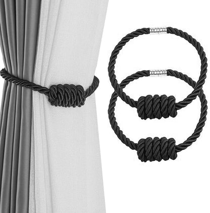 Fenghuangwu 2Pack Magnetic Curtain Tiebacks – Bohemian Style Handmade Woven Tie-Backs for