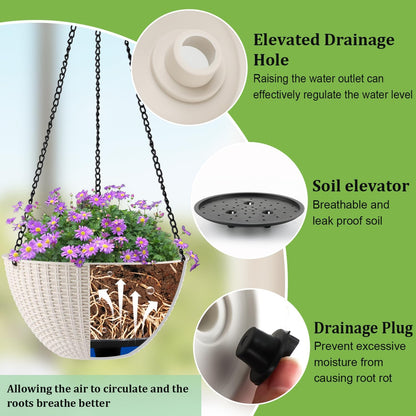 Hanging Planters for Indoor Outdoor Plants 8/10 Inch, 4 Packs Plant Hanger with Drainage Holes