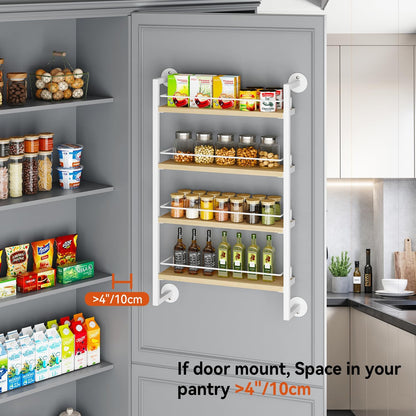 IBUYKE Spice Rack Wall Mount,4 Tier Hanging Seasoning Organizer,Spice Rack for Wall for up to 50