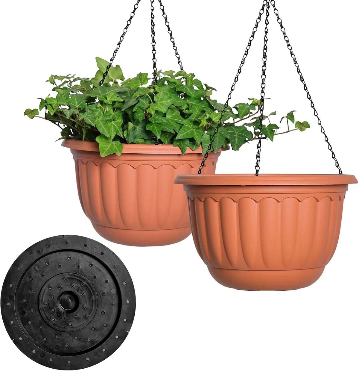 YIKUSH Hanging Planter for Indoor and Outdoor Plants 2 Pack 12 inch Flower Pot Plastic Plant Pot