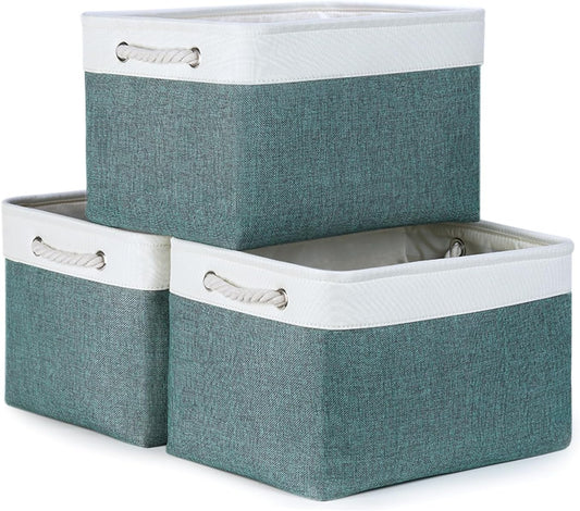 Bidtakay Fabric Storage Baskets for Shelves 3 Pack Large Storage Bins for Organizing Linen