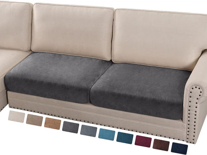 PrinceDeco Velvet Couch Cushion Cover Soft Stretch Cushion Slipcover for Chair Loveseat Sofa