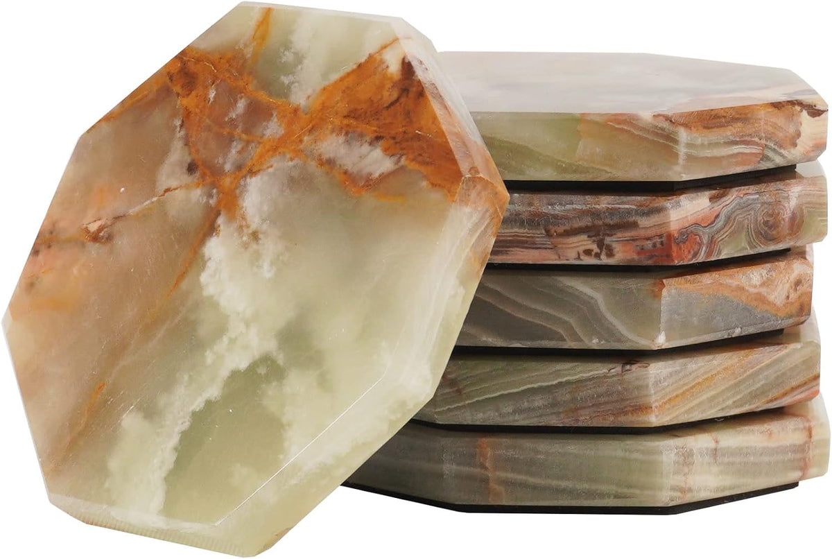 Radicaln Marble Coasters Star 3.5" Inches Green Onyx Handmade Marble Drink Coasters for Home and